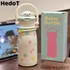 Botella de agua simple, taza térmica, acero inoxidable 316, diseño elegante, doble propósito con popote, portátil, gran capacidad, ideal para mujeres