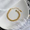 Pulsera Brazalete de Cadena Estilo Europeo y Americano para Mujer, Acero de Titanio Chapado en Oro de 18K, Pulsera de Moda Sencilla, INS