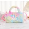 Bolso de mano cilíndrico con diseño de unicornio y mariposa para niños, bandolera de peluche