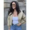 Fabricante de ropa para mujer transfronterizo al por mayor 2026 moda europea y americana versátil casual simple chaqueta de traje con cuello de botón