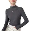 Elegante suéter de punto con cuello alto y patrón de espiga para mujer, suave y de corte ajustado, top básico de manga larga para pullover