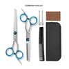 Conjunto profissional de tesouras de corte de cabelo, conjunto completo de ferramentas para salões de beleza, tesoura de desbaste, tesoura de cabeleireiro, azul