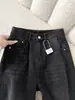 Jeans de pierna ancha de cintura alta en negro y gris estilo americano para mujer, nueva colección primavera/otoño 2026, corte holgado, adelgazantes y con un diseño de pierna recta y fluido