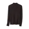Camiseta interior de lana fina Yangzi para mujer, otoño e invierno, ajuste ceñido, color rosa, suéter de punto con cuello semi-alto