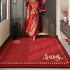 Nuevo felpudo de entrada de alta gama estilo chino en rojo para bodas y habitaciones de novia, felpudo festivo para recibidor, resistente a la suciedad y antideslizante
