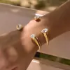 Pulsera Elegante y Discreta de Acero de Titanio, No se Desvanece, Joyería de Circonita de Alta Gama para Mujer, Anillo Abierto en Forma de C, Joyería de Venta Caliente Transfronteriza al por Mayor