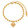 Joyería de Colgante en Forma de Corazón Nuevo Transfronterizo Ins Diseño de Nicho Cadena de Bolas Redondas Pulsera de Moda de Acero de Titanio para Mujer Corazón de Melocotón