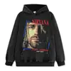 Camiseta de Manga Larga Cobain con Efecto Desgastado de Banda de Rock Vintage Americana Peso Pesado Algodón Puro Versátil Sudadera con Capucha Unisex