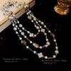 Colar longo de pérolas com flor de diamante, retrô, leve, luxuoso, de lã, com corrente, moderno, elegante, atacado de joias