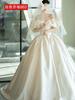 Vestido de Novia Francés de Satén Ligero 2026 Estilo Nuevo Blanco Simple Elegante Novia Francés Retro Hepburn Vestido de Novia
