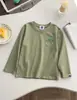 Camiseta Infantil de Algodão com Manga Longa, Estampa de Desenho Animado, Nova Coleção Outono 26, Moda Coreana Tendência Versátil Casual Básica