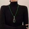 Cadena de suéter de ágata verde de alta calidad, atmosférica, de alta calidad, larga, estilo nacional, collar, accesorios de borla colgante para mujer, otoño e invierno