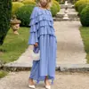 2025 Nuevo Diseño Elegante Vestido de Pastel Suelto con Cordones Manga Larga Chifón Vestido para Mujer
