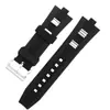 Adecuado para Reloj de Goma Baoge con Pulsera de Silicona Negra Convexa de 22 mm 24 mm 26 mm para Hombres y Mujeres
