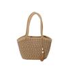 Bolsa de Palha Tecida Feminina Grande Capacidade 2025 Cesta de Legumes de Primavera Bolsa de Ombro Estilo Ocidental Estilo Simples Bolsa Tote para o Dia a Dia