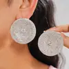 Brincos Redondos Europeus e Americanos Transfronteiriços com Pedras de Diamante, Simples e Estilosos, Luxo Leve, Brincos de Alta Qualidade, Modernos, Exagerados, Acessórios de Orelha Versáteis