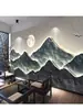 Fundo de restaurante de sala de chá chinesa de luxo leve, papel de parede tridimensional em relevo, mural de paisagem traseira elegante de alta qualidade