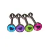 Unhas de Língua Revestidas com Coração de Quatro Cores, Ornamentos de Língua com Gotejamento de Óleo em Aço Inoxidável, Joias de Piercing Europeias e Americanas, Anéis de Língua, Vendas Quentes no Atacado Transfronteiriço