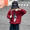 Sudadera Roja de Felpa Fina para Niña Vida Año Primavera y Otoño Solapa Nuevo Estilo Elegante para Niña Moda Infantil Grande Casual