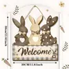Transfronterizo 2025 Producto Nuevo Creativo Flores de Primavera Fiesta del Conejo Señal de Bienvenida para Puerta Principal Placa de Madera de Pascua