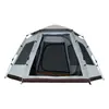 Barraca hexagonal de camping para uso externo para comércio exterior, espessa, à prova de chuva e à prova de sol, adequada para 5-8 pessoas, equipamento externo totalmente automático de abertura rápida