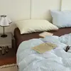Juego de ropa de cama estilo Ins de cuatro piezas, funda de edredón de algodón lavado y algodón puro, sábana de cama 100% algodón, juego de tres piezas para dormitorio de estudiante