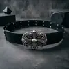 Cinturón Cruzado Estilo Americano con Patrón de Vid Clásico, Estilo Celebridad, Cinturón Repujado con Tachuelas para Hombre, Cinturón Vintage para Mujer