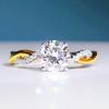 Anillo de Moissanita de Imitación Bicolor Chapado en Oro Anillo de Diamantes de 2 Quilates Oro de 18K Platino Bicolor Brazo de Torsión Micro-incrustado