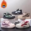 Sapatos Brancos Infantis Forrados com Lã Tênis para Meninos e Meninas Inverno Novo Acolchoado Espesso Sapatos de Desempenho Duplo Algodão Quentes Antiderrapantes Sapatos Esportivos
