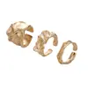 Anillo de estilo frío ins nuevo transfronterizo con textura irregular, juego de 3 piezas, personalidad, nicho, joyería elegante de lujo ligero