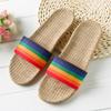 Pantuflas de lino para casa, para parejas, para interior, de madera, de algodón y lino, antideslizantes, con suela gruesa, para verano, para hombre y mujer.
