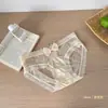 Dulce y seductor~Nuevas bragas de algodón puro para mujer con ribete de encaje estilo francés, dulce lazo grande, cintura media-baja