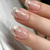 Unhas Vestíveis Mais Vendidas Transfronteiriças Céu Estrelado Sexy Manicure Quadrada Europeia Unhas com Linha Dourada Olho de Gato Glitter Patches de Unha
