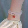 Nova Pulseira Jade Hetian Imitação Pêssego Pêssego Yao Yao Feminino Design de Nicho Estilo ins Simples Retrô Luxo Leve