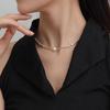 Collar de Perlas Barrocas para Mujer Alto Sentido del Diseño Lujo Ligero Nicho Colgante de Perlas Cadena para el Cuello de Acero de Titanio Cadena para Clavícula Venta al por Mayor