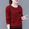 Camiseta de manga larga para mujer Primavera y Otoño Nuevo talla grande estilo western ropa de mamá suelta todo-partido suéter pullover camiseta interior top para mujer