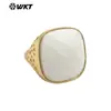 WT-R517 Anillo Abierto Cuadrilátero Vintage Clásico de Piedra Natural de Colores Chapado en Oro de 18k para Joyería de Hombres y Mujeres