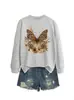 Amazon Wish sitio independiente moda casual elegante mujer estampado leopardo mariposa floral otoño e invierno sudadera comercio exterior transfronterizo