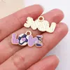 Série Roxa Amor Dia dos Namorados Esmalte Joias Acessórios Pulseira DIY Pingente Chaveiro Corrente de Celular Pequeno Encanto