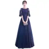 Ropa de Rendimiento Coral de Nuevo Estilo para Verano 2026 Nuevo Elegante Vestido de Anfitrión de Banquete Vestido Largo Retro de Encaje