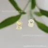 Aretes de Macarrón Cortado con Engranaje y Circonita para el Trabajo y Citas, Versátiles para Chicas Dulces, Artesanía Fina de Wuzhou, Color Fuego Completo