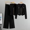 Conjunto de Tres Piezas para Mujer Estilo Coreano Ajuste Delgado Estilo Chanel Pantalones de Pierna Ancha Suéter Chaleco de Punto Cardigan Nuevo Estilo Primavera y Otoño 2026