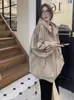 Estilo Americano Retrô Outono e Inverno Novo Solto plus size Manga Longa Cardigã Top forrado com lã Espessado Casaco Suéter com Capuz Feminino Tendência