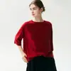 Suéter Francés Perezoso de Cachemira para Mujer, Suéter de Punto Holgado con Temperamento para Cubrir Defectos, Nuevo para Otoño Invierno 2026, Cuello Redondo, Manga Tres Cuartos