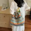 Bolsa de Ombro Feminina Nova Tecida para o Dia a Dia Bolsa Tote de Grande Capacidade Bolsa de Palha para Férias na Praia Bolsa de Mão Transversal Tendência