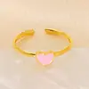 Anillo Transfronterizo de Acero de Titanio Europeo y Americano para Mujer, No se Desvanece, Versátil, Moderno, Sencillo, en Forma de Corazón, Anillo Ajustable, Anillo Chapado en Oro de 18K