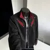 Chaqueta Retro Americana de Piel Sintética para Hombre Cuello Alto Patchwork Bloque de Color Cárdigan Ropa de Abrigo Primavera y Otoño Marca de Moda Holgada Ropa de Motociclista