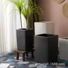 Vaso de Flores Quadrado de Cerâmica Preto Nórdico Criativo Uso Doméstico Vaso Combinado De Chão Extra Grande Sala de Estar Doméstica Pátio