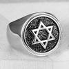 Europa e Estados Unidos transfronteiriço novo anel judaico israelense aço titânio banhado a ouro Anel masculino da estrela de seis pontas de David