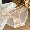 French Pure Desire 2025 Nuevo Estilo Malla Hermosa Cintura Hueca Malla Espalda Sexy Cadera Estilo Ballet Algodón Puro Triángulo de Entrepierna Panties